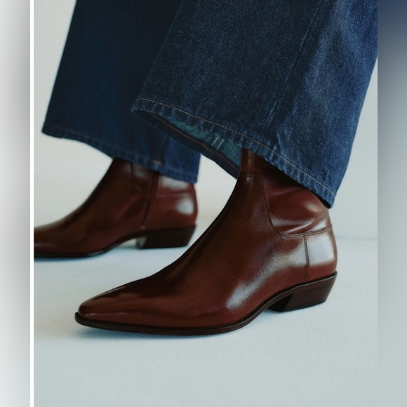 Reformation Dominique Leather Ankle Boots in syrup leather - Picture 3 of 11